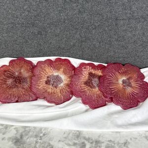 Floral Handmade Epoxy Resin Coasters Set Of 4 Pink READ